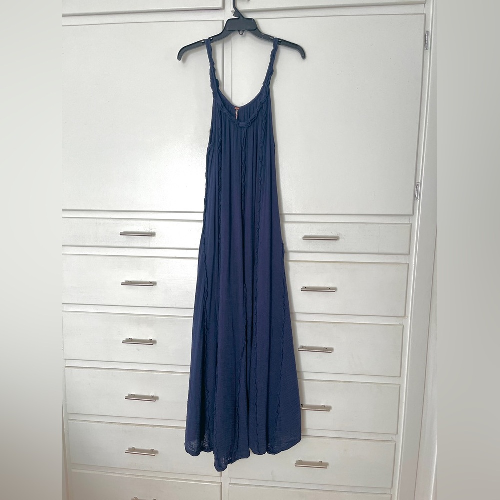 🆕 Free People McKinley Navy Blue Maxi Dress size medium - Picture 8 of 15